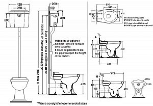 Унитаз с высоким бачком Azzurra Jubilaeum JUB100/P белый/бронза купить в интернет-магазине Sanbest