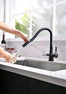 Смеситель для кухни Lemark Comfort LM3075BL085 черный купить в интернет-магазине сантехники Sanbest