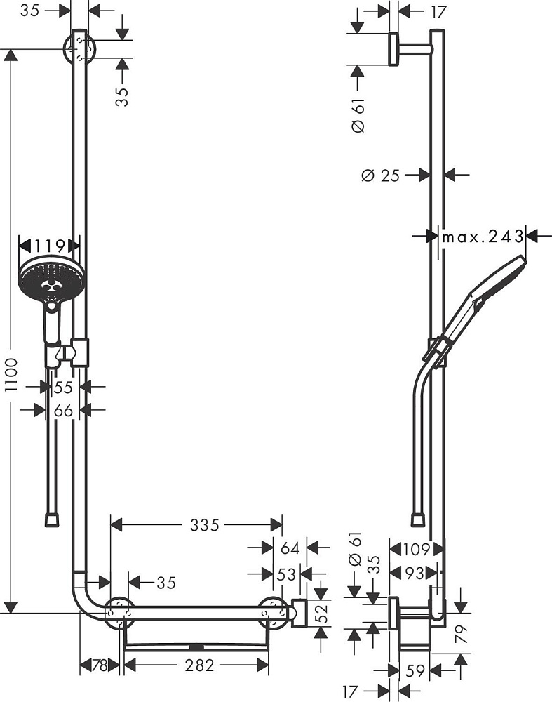 Душевая гарнитура Hansgrohe Raindance Select S 120 3jet 26324400 купить в интернет-магазине сантехники Sanbest