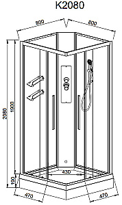 Душевая кабина AvaCan K Серия K2080N 80х80 без крыши купить в интернет-магазине Sanbest