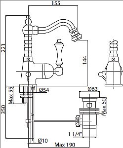 Смеситель для биде Cezares Margot BSM2-01 N хром/ручка черная купить в интернет-магазине сантехники Sanbest