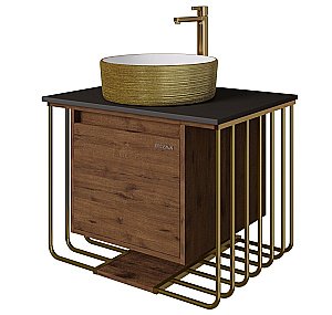 Тумба с раковиной подвесная Grossman ВИНТАЖ 107008 70 веллингтон/металл золото для ванной в интернет-магазине Sanbest