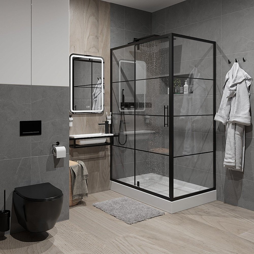 Душевой уголок Niagara Nova NG-0220-08 BLACK 120х80 купить в интернет-магазине Sanbest