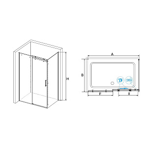 Душевой уголок RGW TO-44-1B (TO-14B + Z-060-2B) 170x90 стекло прозрачное/профиль черный купить в интернет-магазине Sanbest