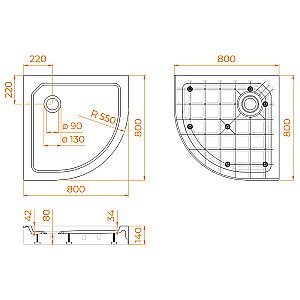 Душевой поддон RGW SMC/R-C 12350488-0101 80x80 белый купить в интернет-магазине Sanbest
