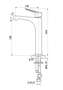 Смеситель для раковины высокий WONZON & WOGHAND BALANCE WW-051124-CR/L хром купить в интернет-магазине сантехники Sanbest