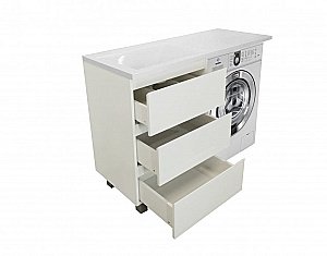 Тумба с раковиной Эстет Dallas Luxe 130 напольная 3 ящика/любой цвет тумбы и раковины с блестками под заказ для ванной в интернет-магазине Sanbest