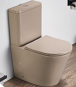 Унитаз напольный CeramaLux 2166XMC капучино матовый, безободковый, с бачком, с крышкой микролифт купить в интернет-магазине Sanbest