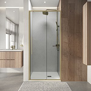 Душевая дверь Niagara Nova NG-44-9ASG 90 прозрачная/профиль брашированное золото купить в интернет-магазине Sanbest