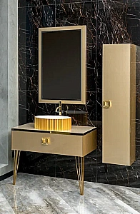 Консоль с раковиной и столешницей Armadi Art LUCIDO 100 светлое золото для ванной в интернет-магазине сантехники Sanbest