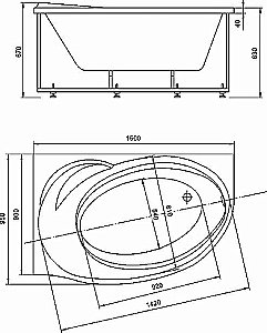 Ванна Aquatek Бетта 150x95 белая, асимметричная, с каркасом, с экраном, без гидромассажа купить в интернет-магазине Sanbest