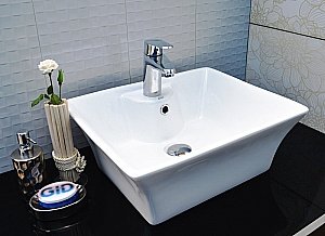 Раковина накладная Gid Geometrico 49 N9108 51121 белая купить в интернет-магазине Sanbest