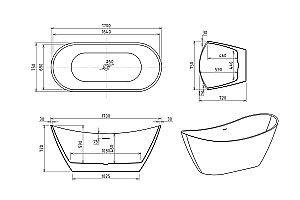Акриловая ванна Royal Bath WAVE RB610101BL 170х75 белый купить в интернет-магазине Sanbest