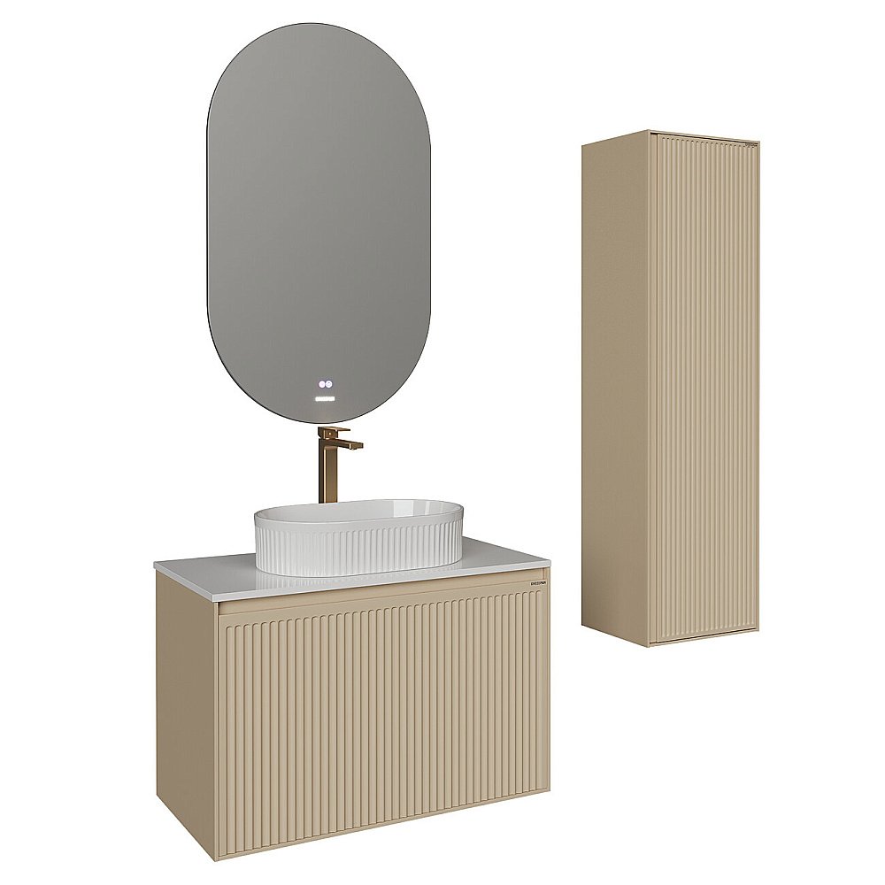 Пенал подвесной Grossman Кристалл 40 303544 бежевый матовый для ванной в интернет-магазине сантехники Sanbest