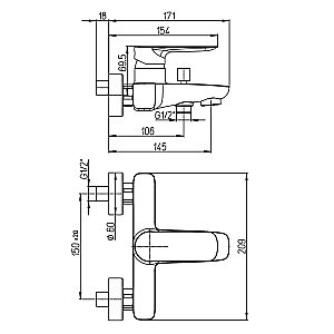 Смеситель для ванны PAINI Nove 09BY111LMKM белый купить в интернет-магазине сантехники Sanbest