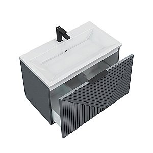 Тумба с раковиной подвесная Grossman БЛИСС 60 с 1 ящ, графит матовая для ванной в интернет-магазине Sanbest