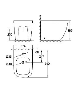 Биде напольное Grohe Euro Ceramic 39340000 купить в интернет-магазине Sanbest