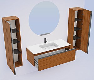 Тумба с раковиной Armadi Art QUATRO 1 100 WILLOW/профиль ANTHRACITE/раковина белая для ванной в интернет-магазине Sanbest