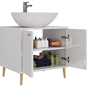 Тумба с раковиной Dreja LUNO 99.2001 60 белый глянец для ванной в интернет-магазине Sanbest