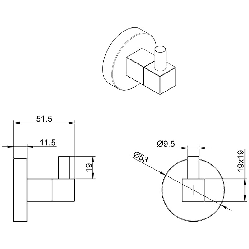 Крючок Azario NESSY AZ-73105A хром купить в интернет-магазине сантехники Sanbest