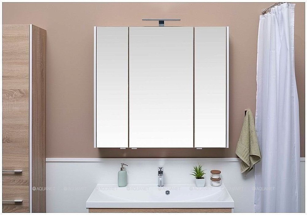 Зеркальный шкаф Aquanet Августа 100 дуб сонома купить в интернет-магазине сантехники Sanbest