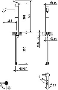 Смеситель для раковины Cezares LEAF-LC2-L-SR Sunrise купить в интернет-магазине сантехники Sanbest