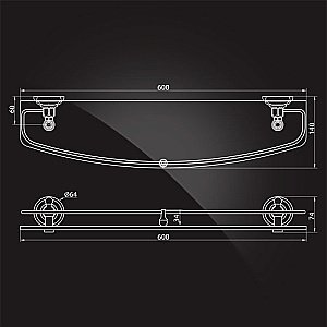 Полка Elghansa PRAKTIC Chrome Accessories 60 купить в интернет-магазине сантехники Sanbest