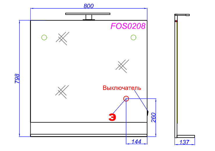 Зеркало Aqwella Foster 80 в ванную от интернет-магазине сантехники Sanbest