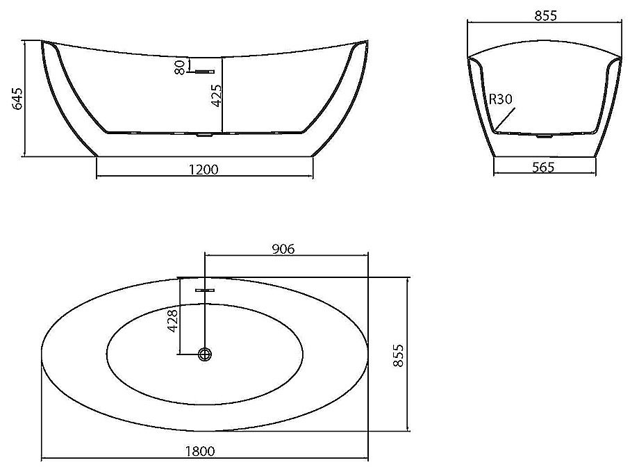 Ванна акриловая Grossman Galaxy GR-1402M 180х85 белая матовая купить в интернет-магазине Sanbest