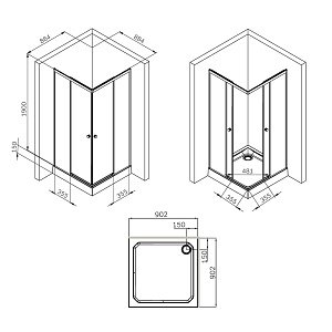 Душевой уголок AM.PM X-Joy Square Slide W94G-403-9090-BТ 90х90 купить в интернет-магазине Sanbest