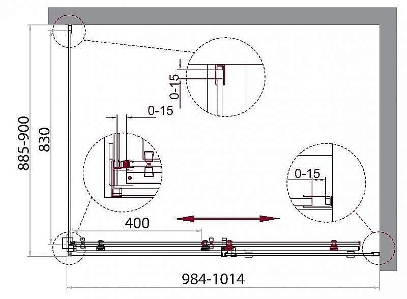 Душевой уголок Belbagno ACQUA-AH-1 100х90 купить в интернет-магазине Sanbest