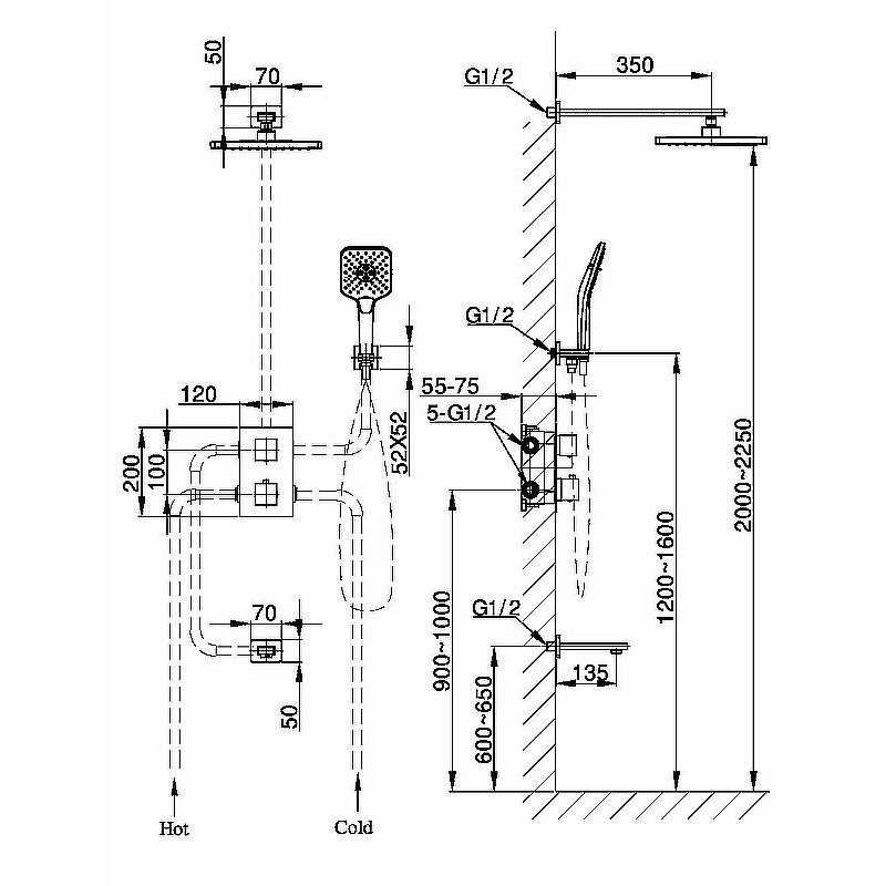 Душевая система Vincea Next VSFW-1N3TBG брашированное золото купить в интернет-магазине сантехники Sanbest