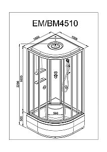 Душевая кабина DTO ЕМ4510 100х100 купить в интернет-магазине Sanbest