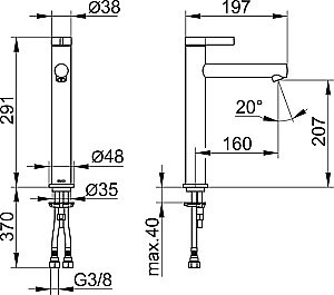 Смеситель для раковины KEUCO IXMO PURE 59510371100 черный матовый купить в интернет-магазине сантехники Sanbest