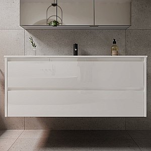 Тумба с раковиной Sancos Libra LB120-1W белый глянец для ванной в интернет-магазине Sanbest