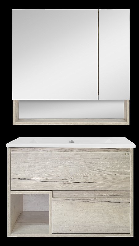 Зеркальный шкаф Misty Дунай 75 светлое дерево купить в интернет-магазине сантехники Sanbest