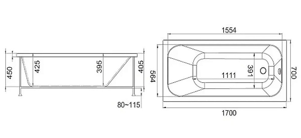 Ванна акриловая Jacob Delafon Trocadero E6D353RU-00 170х70 белая купить в интернет-магазине Sanbest
