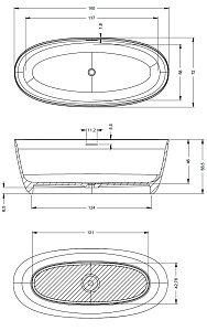 Ванна мраморная Riho Oval 165x77 купить в интернет-магазине Sanbest