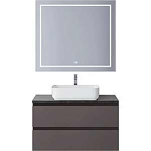 Тумба с раковиной и столещницей BelBagno 80 KRAFT-800-2C-SO-GSO+KEP-80-MNO темно-серая матовая для ванной в интернет-магазине Sanbest