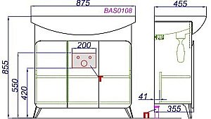 Тумба с раковиной Aqwella Basic 85 дуб золотой для ванной в интернет-магазине Sanbest