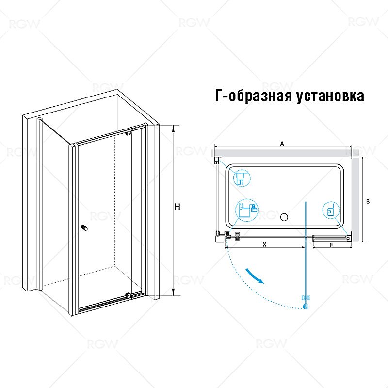 Душевой уголок RGW Passage PA-32-1 (PA-02 + Z-060-1) 100x100 стекло прозрачное/профиль хром купить в интернет-магазине Sanbest