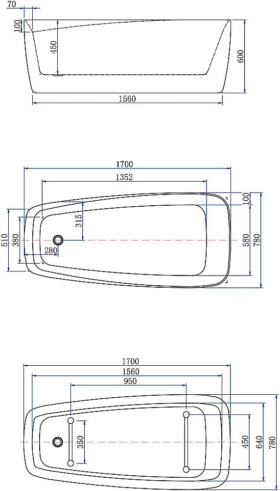 Акриловая ванна Aquanet Family Trend 293087 170x78 Matt Finish купить в интернет-магазине Sanbest