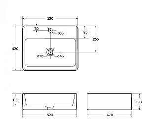 Раковина накладная Belbagno 52 BB1367 белая купить в интернет-магазине Sanbest