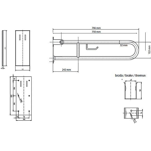 Поручень Bemeta Help 301407301 хром купить в интернет-магазине сантехники Sanbest