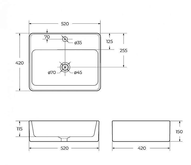 Раковина накладная Belbagno 52 BB1367 белая купить в интернет-магазине Sanbest