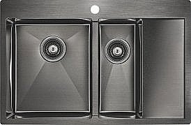 Мойка кухонная Paulmark LIGA PM227851-GML вороненая сталь левая купить в интернет-магазине сантехники Sanbest