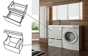 Тумба выкатная Lotos 70 белый со вставкой из нержавеющей стали для ванной в интернет-магазине сантехники Sanbest