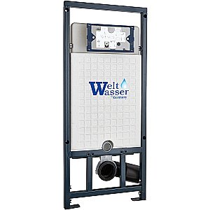 Унитаз подвесной WeltWasser MARBERG 507 + GELBACH 043 MT-BL + MAR 507 SE CR черный матовый, безободковый, с крышкой микролифт, слив-торнадо, с инсталляцией и кнопкой хром купить в интернет-магазине Sanbest