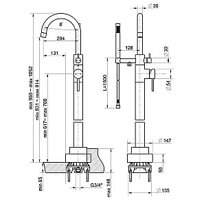 Смеситель для ванны PAINI Cox 78PZ136LM черный матовый купить в интернет-магазине сантехники Sanbest