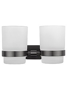 Два стакана для зубных щеток с держателем WONZON & WOGHAND GRAFFITY, Темный графит (WW-9328-GM) купить в интернет-магазине сантехники Sanbest